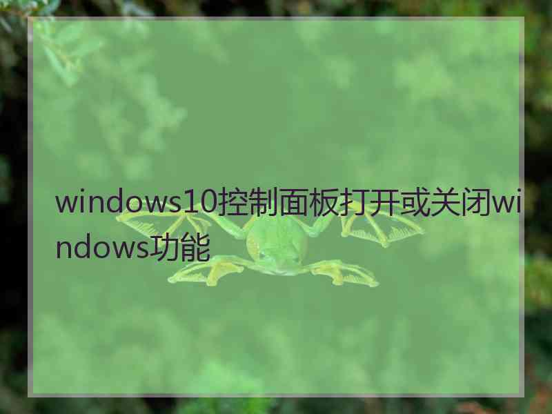 windows10控制面板打开或关闭windows功能