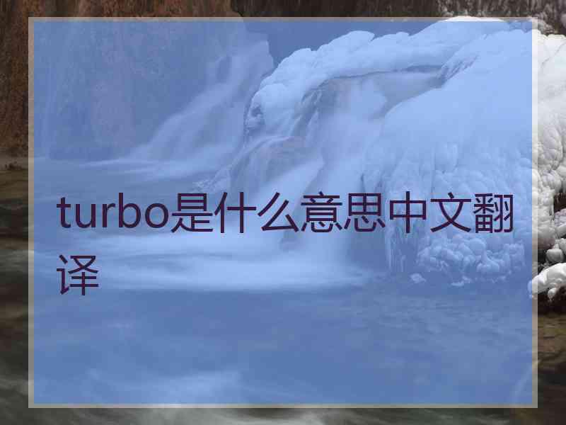 turbo是什么意思中文翻译