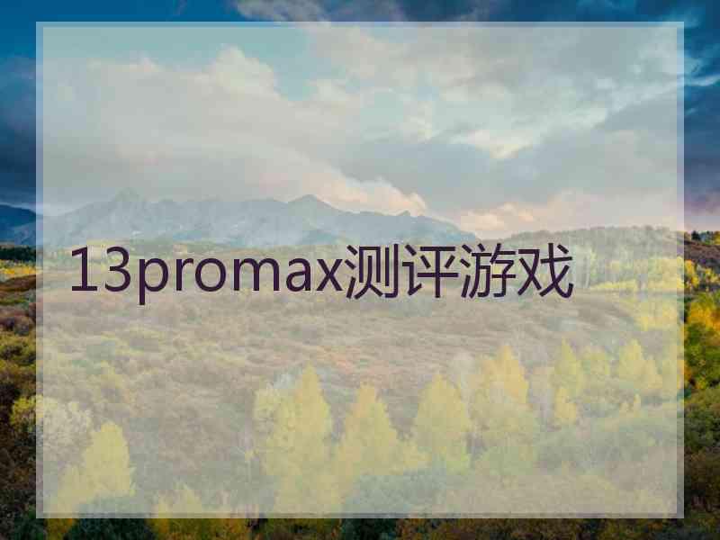 13promax测评游戏