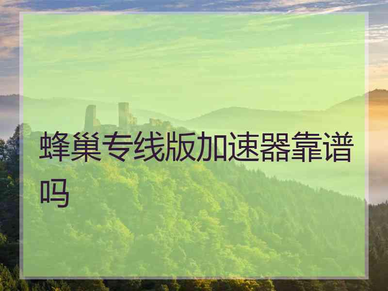 蜂巢专线版加速器靠谱吗