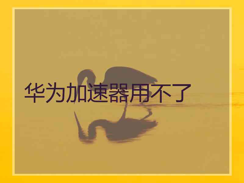 华为加速器用不了