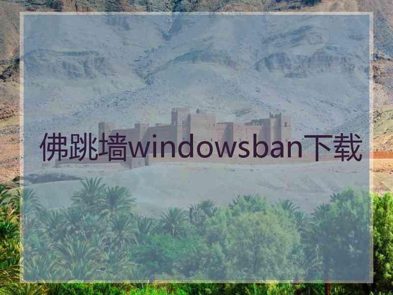 佛跳墙windowsban下载