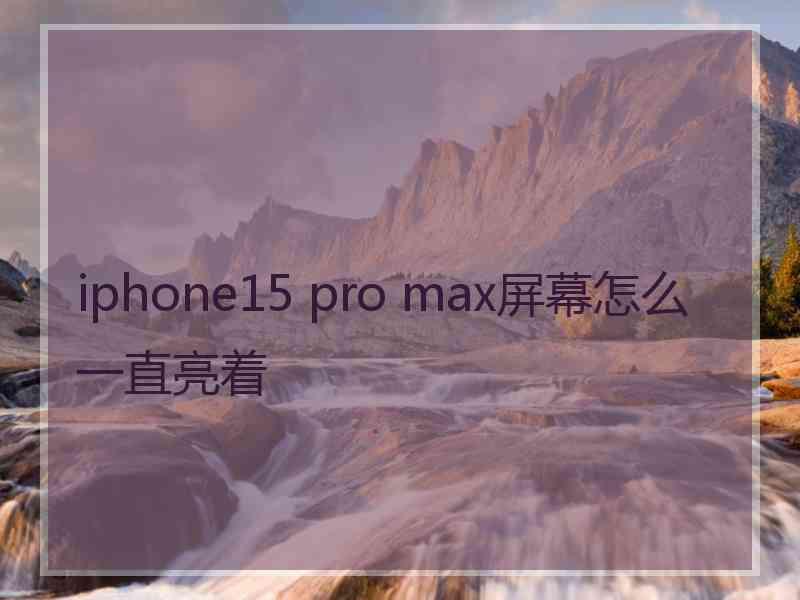 iphone15 pro max屏幕怎么一直亮着